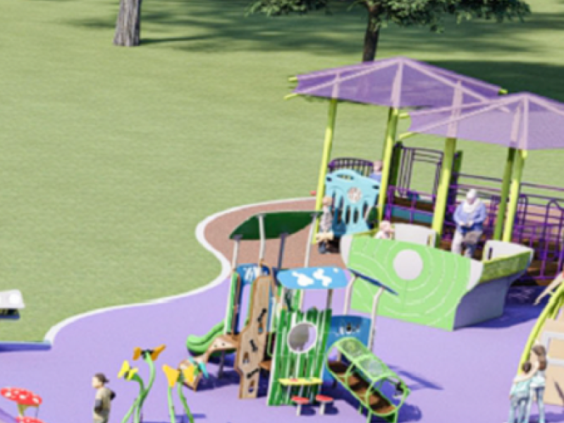 Beryl Park East_Website Renderings of play structure, colorful playground