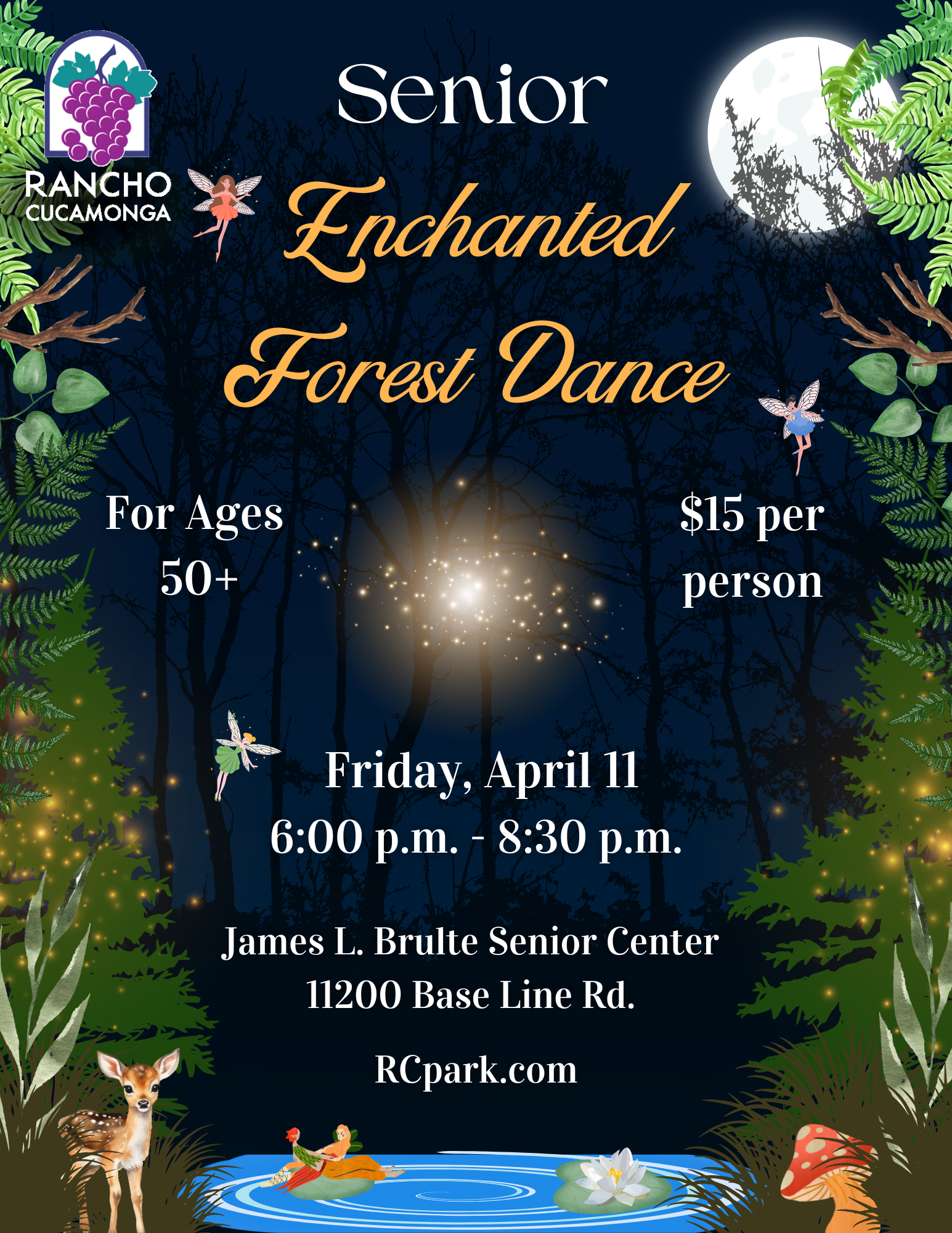 senior dance flyer, enchanted forest theme design