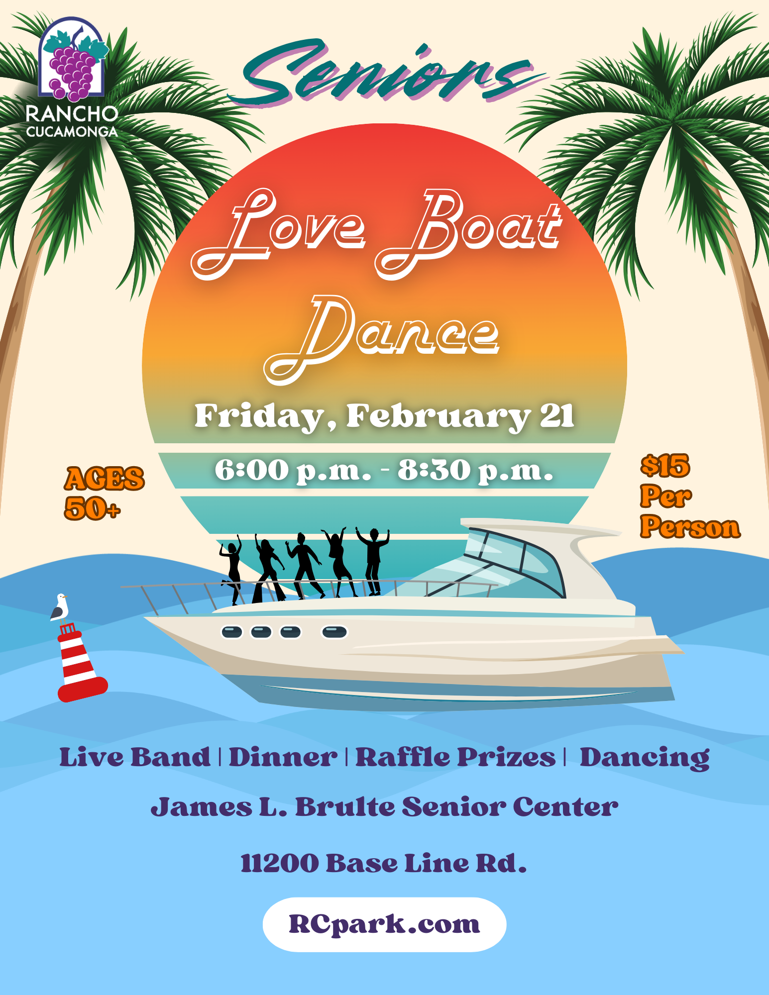 Senior love boat dance flyer