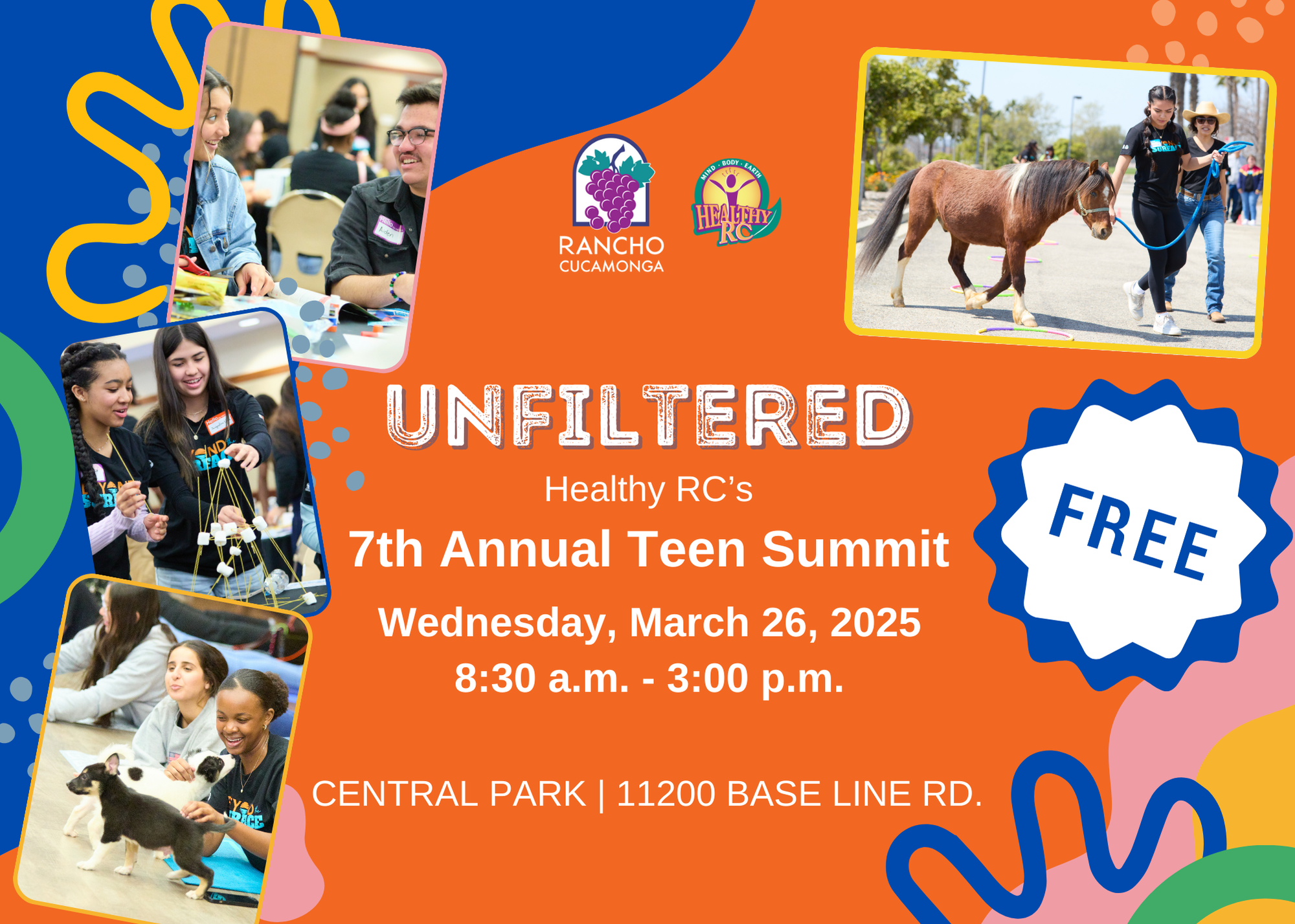 Healthy RC Teen Summit March 26 2025 at Central Park from 8:30am to 3:00pm