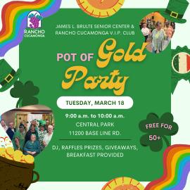 Rainbow and green graphic, VIP Pot of Gold Flyer